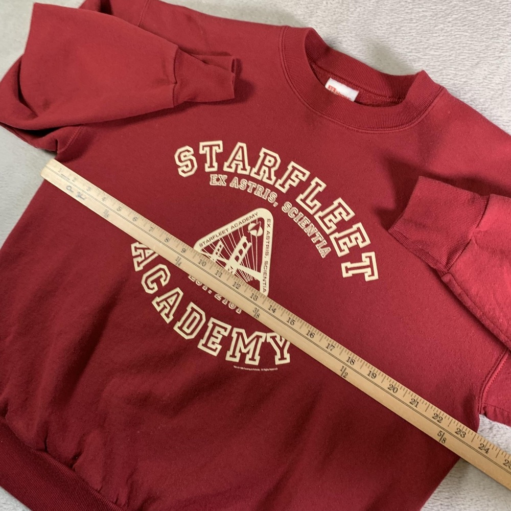 Vintage 1996 Star Trek Starfleet‎ Academy Sweatshirt Mens L Red Hanes 90s - Picture 4 of 12